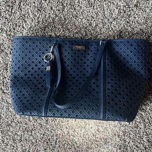 Kate Spade Navy Blue Perforated Newberry Tote